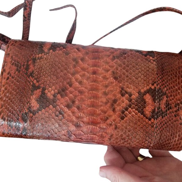 Grand Pelle Handmade 100% Genuine Python Leather Brown Crossbody Wallet - Picture 2 of 13